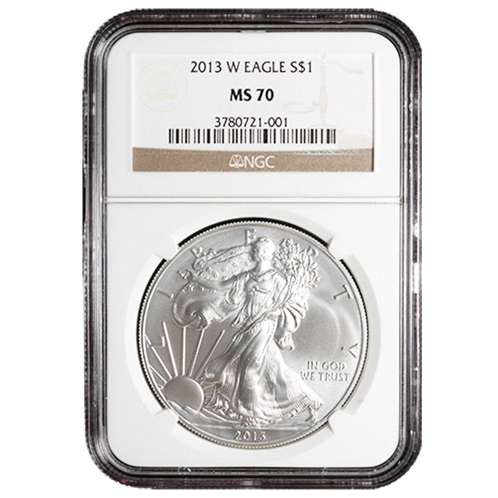 2013-W Burnished $1 American Silver Eagle NGC MS70 Brown Label