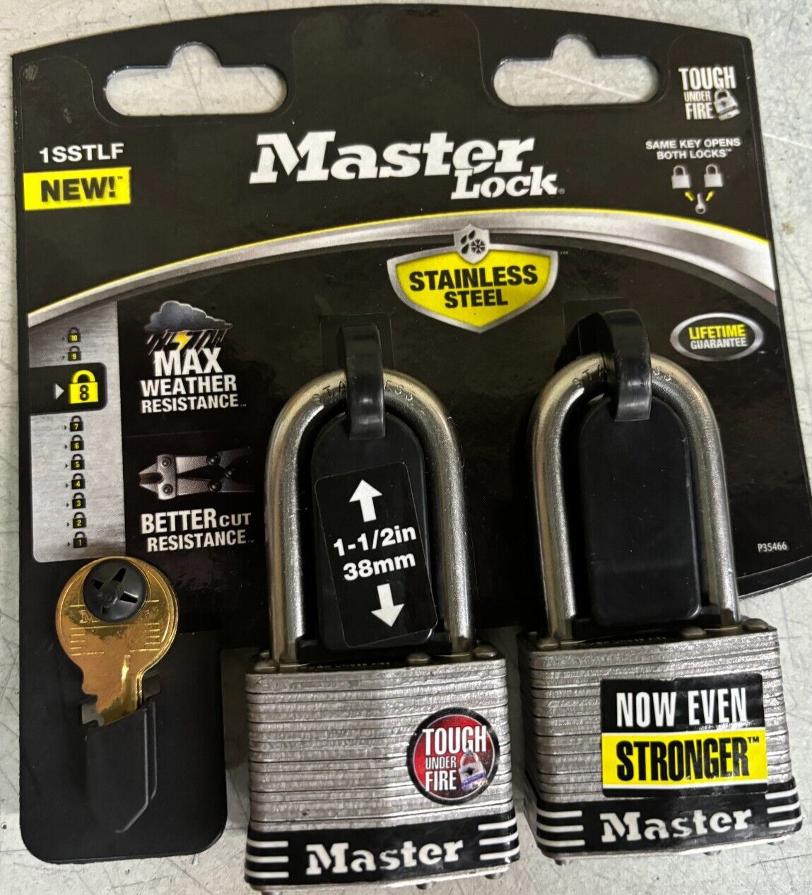 Master Lock 1.75 W Stainless Steel 4-Pin Tumbler Padlock 2 Pk Keyed Alike NEW