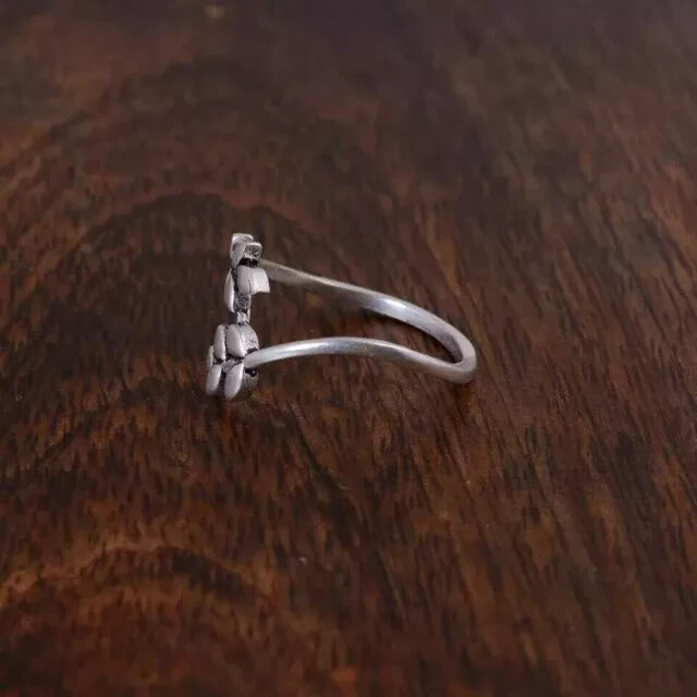Ladies Leaf Toe Ring Solid Metal 925 Sterling Silver 14k White Gold Plated