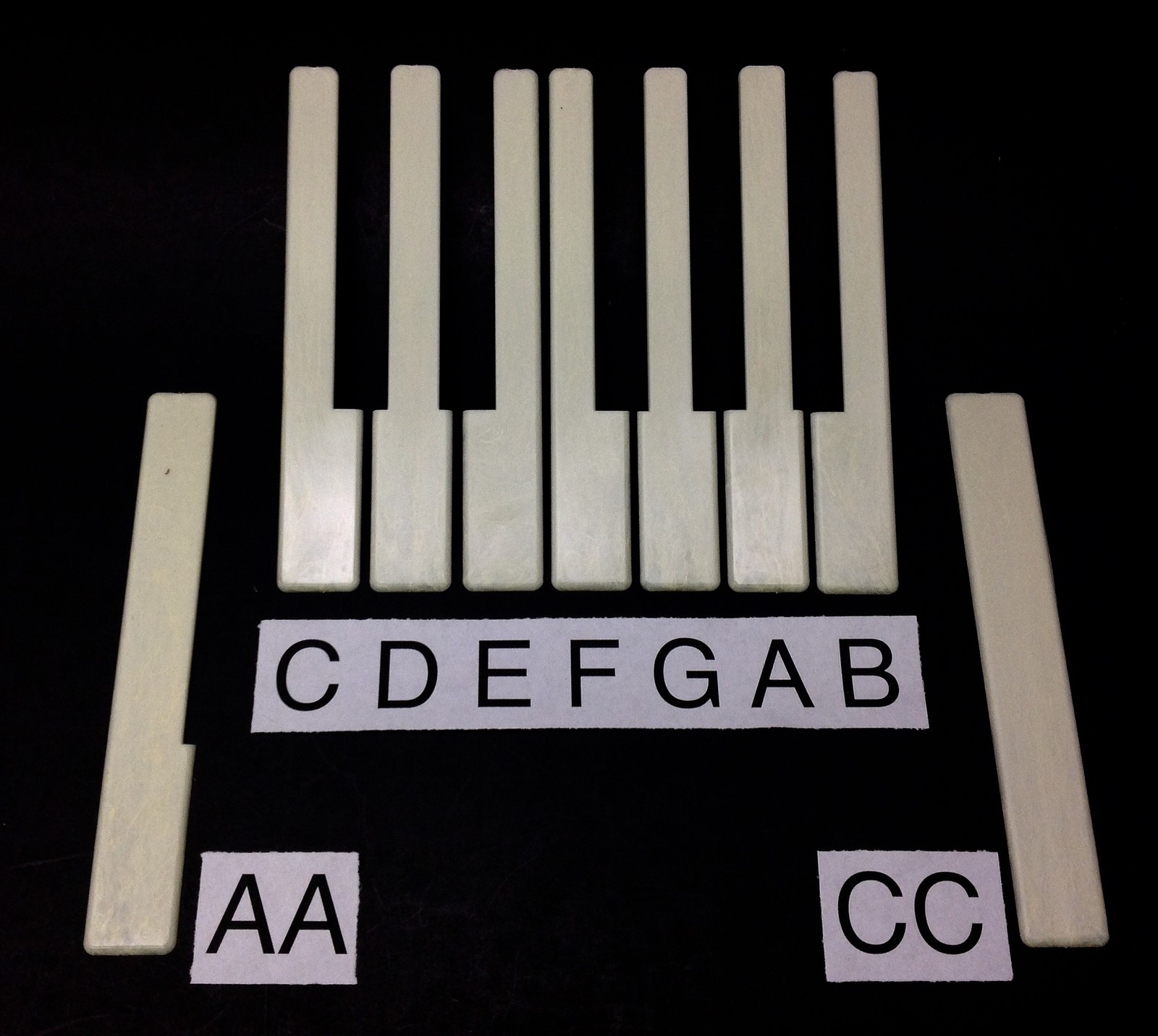 Piano Keytop/Key Top, Simulated Medium Ivory pick A,B,C,D,E,F,G,AA,CC