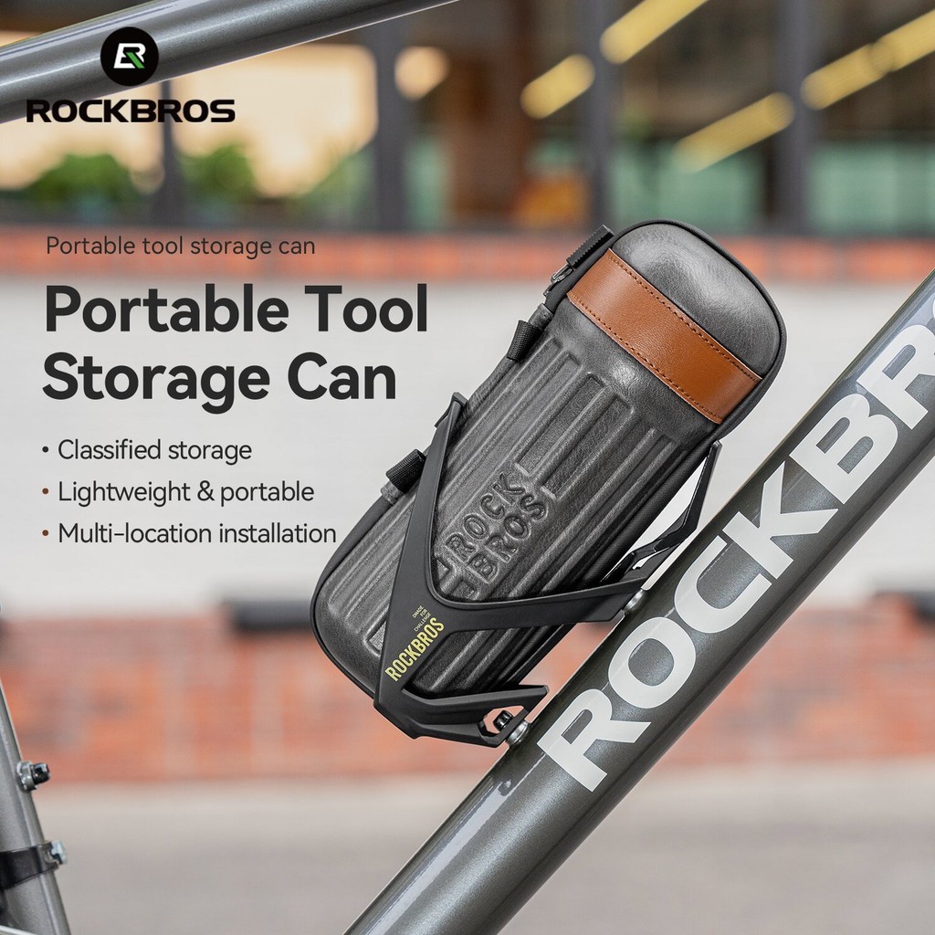 ROCKBROS Bicycle Tool Storage Can Portable Strap Fixation Layered Storage Bag US
