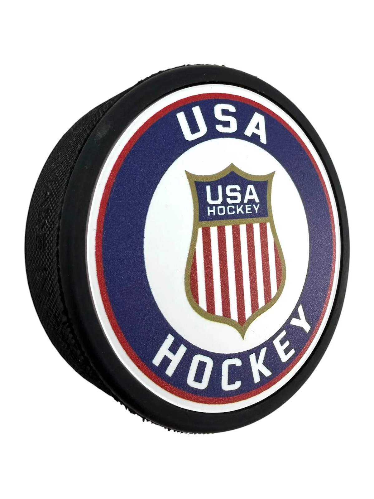USA Hockey Stud White Puck 3" - Raised 3D Printed Design