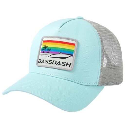 Trucker Hat Embroidered Patch Adjustable Baseball Cap Salt Air/Rainbow Boat