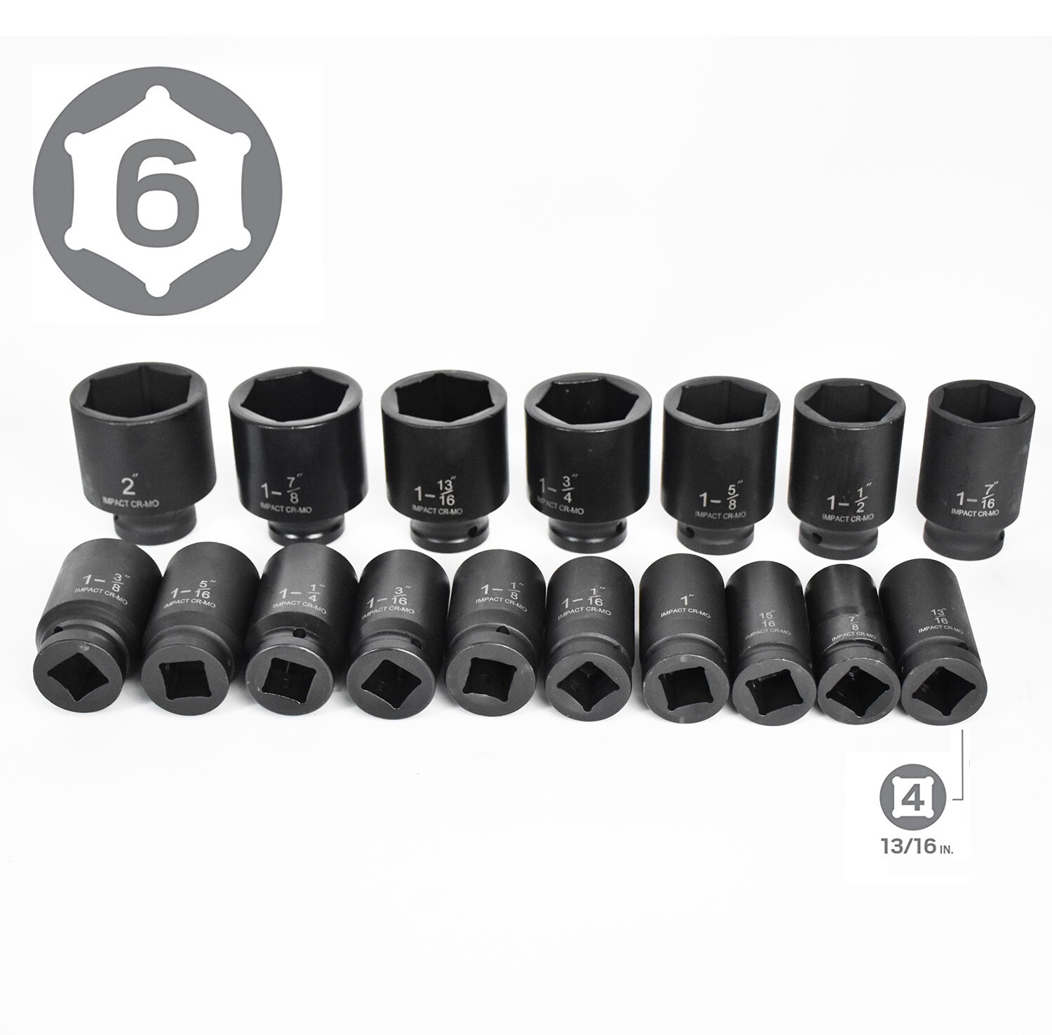 22Pcs Impact Socket Set 3/4" Drive Deep SAE Cr-Mo Extension Bar Sliding T-Bar