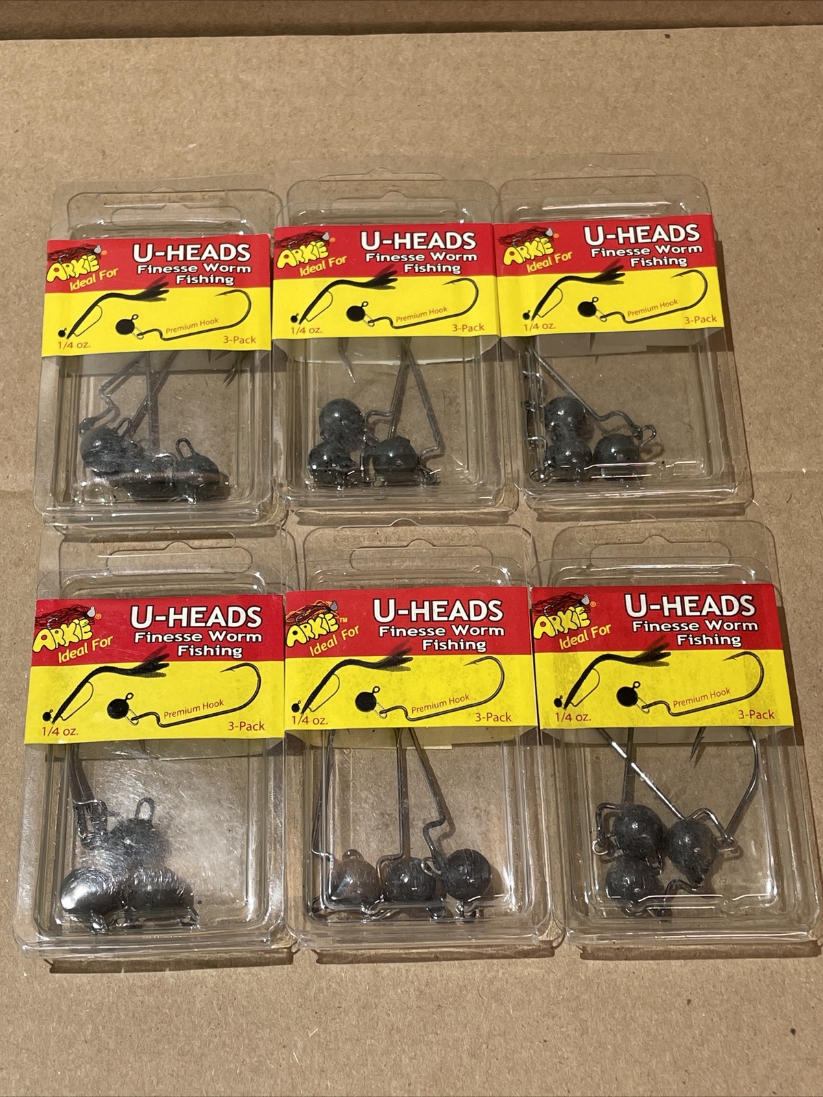 Arkie U-Heads Finesse Worm Fishing 1/4oz (6 Pack Lot)