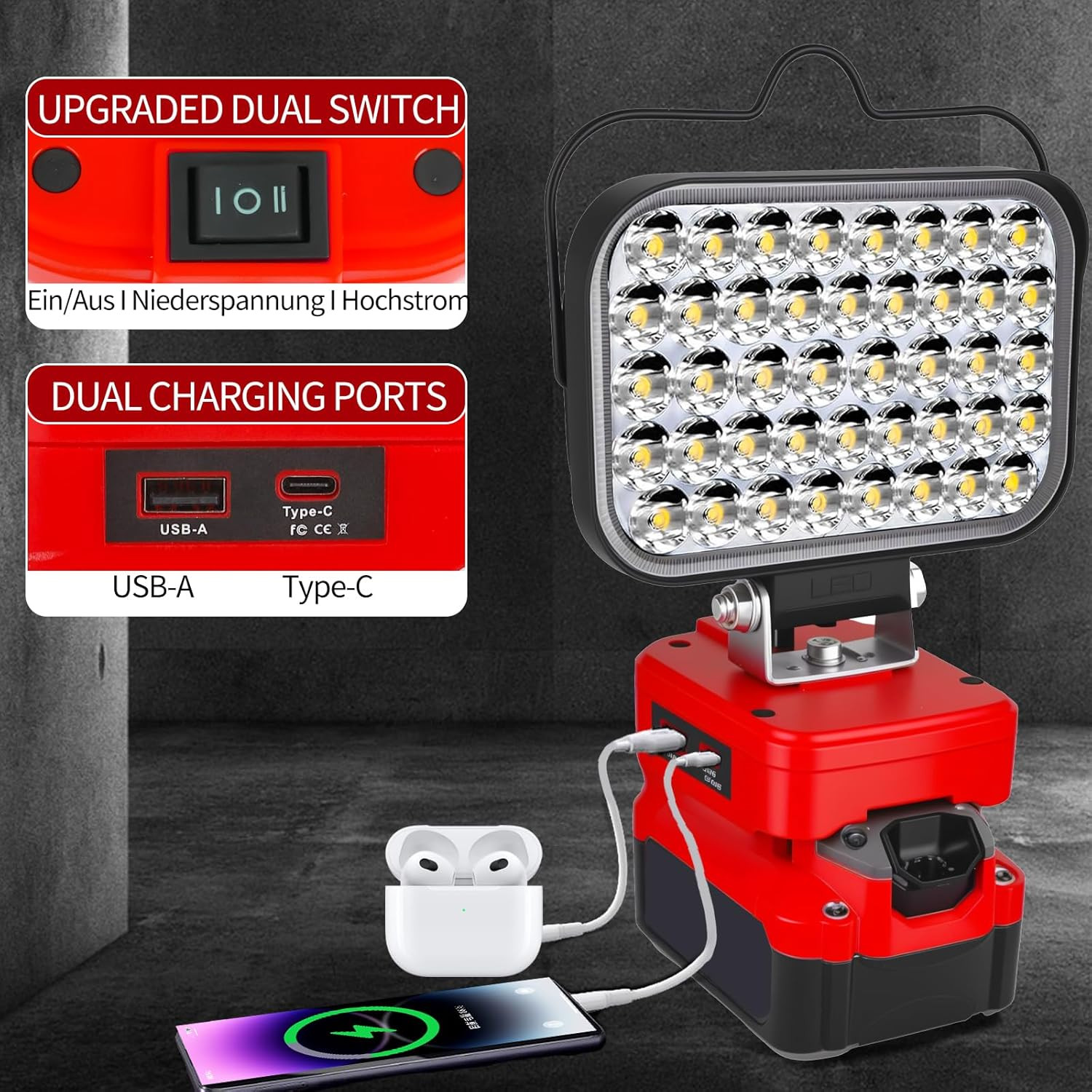 Work Light for Craftsman V20 Battery,84W 8000LM Portable Cordless Floodlight ...