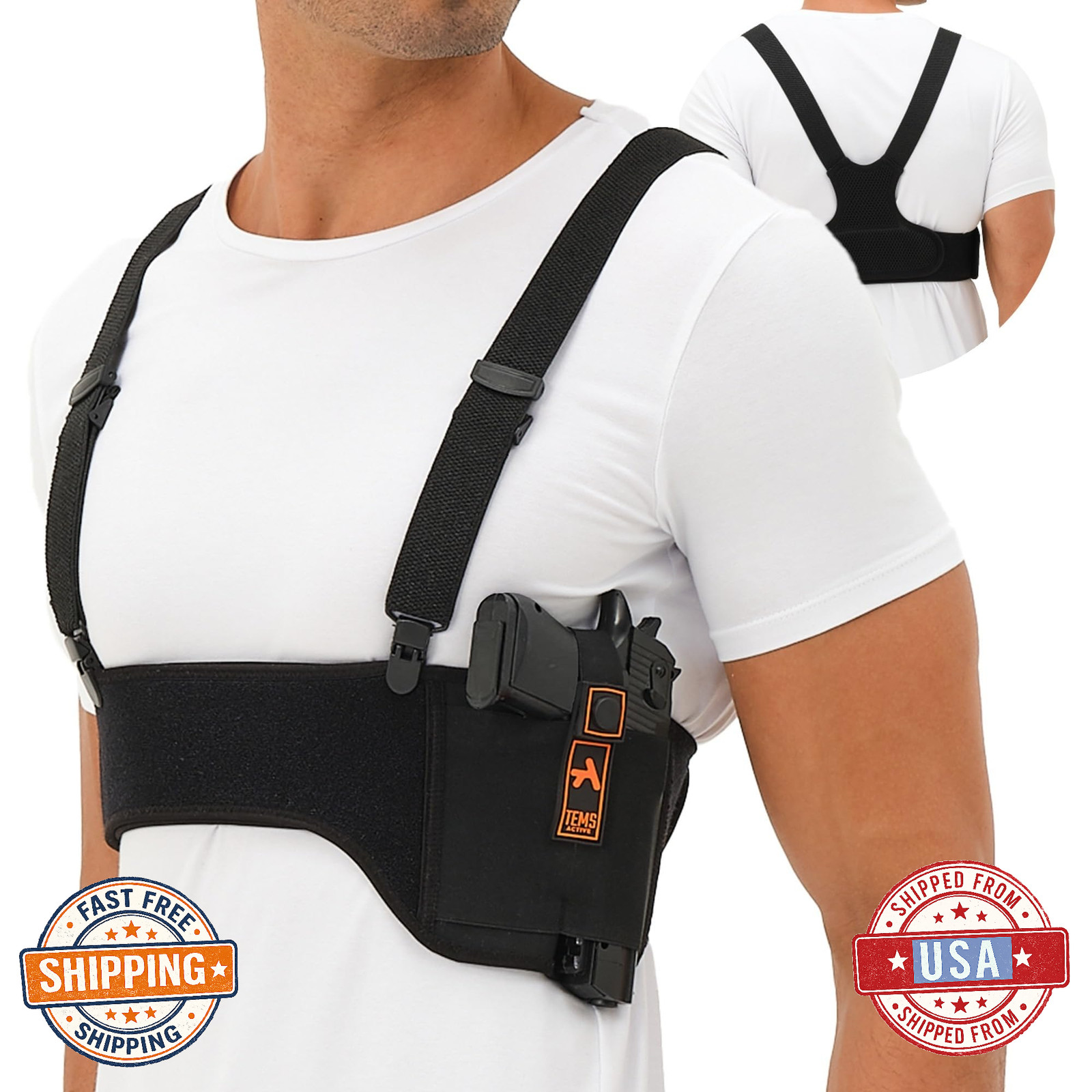 Tems Active Shoulder Holster Concealed Carry Chest Holster Universal Gun Holster
