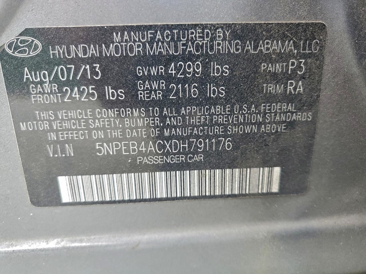 SONATA 2013 Glove Box 4932832