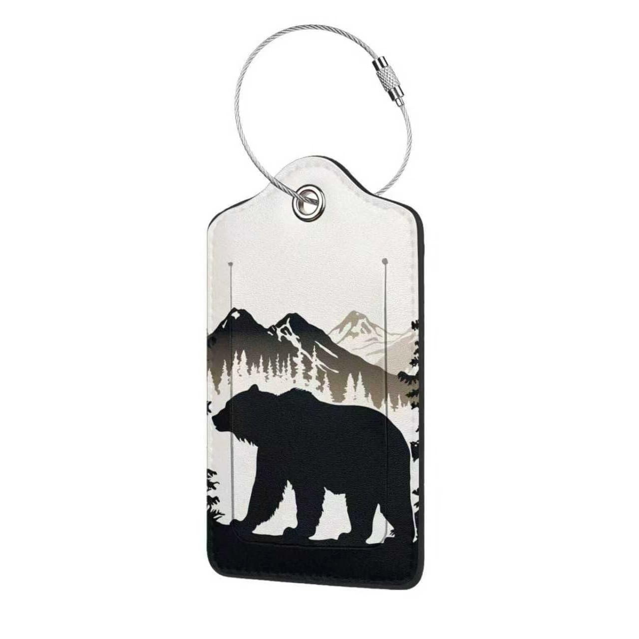 Bear and Mountain Leather Luggage Tag with 1 PCS, Mountain2