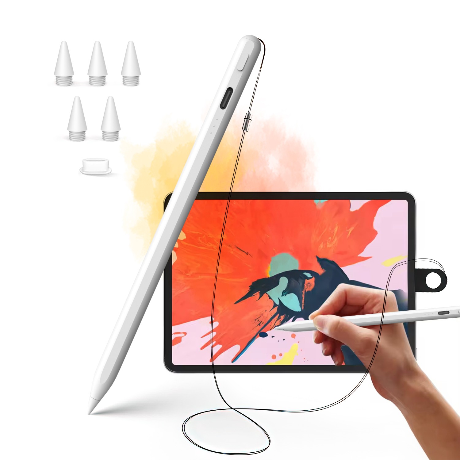 Apple Pencil Stylus Pen for iPad with Anti-Loss Lanyards, Fast-charging Pen