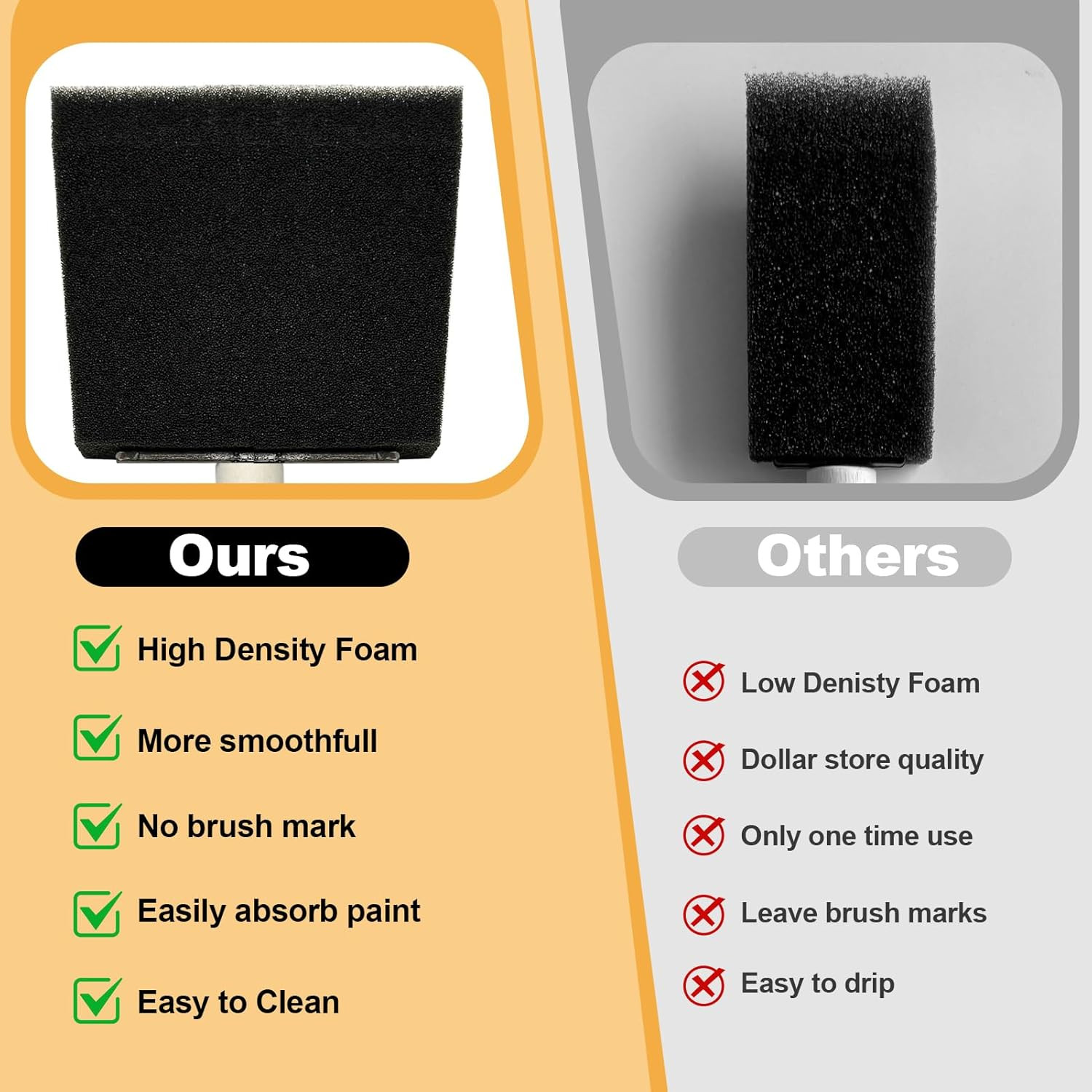 Foam Brush 25pcs with High Density Foam for Multi Project(1/2", 1", 2", 3")
