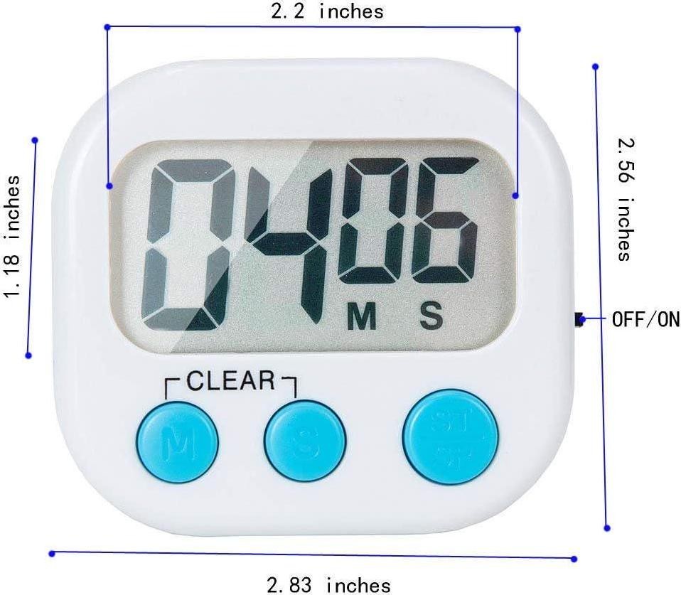 6 Pack Small Digital Kitchen Timer Magnetic Back And ON/Off Switch,Minute Second