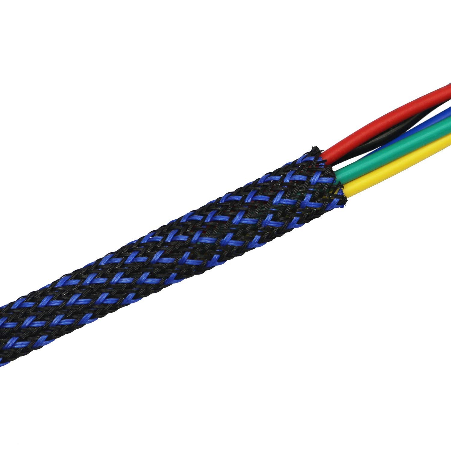 30ft PET Expandable Sleeving Wire Cable Sleeve 1/4, BlueBlack