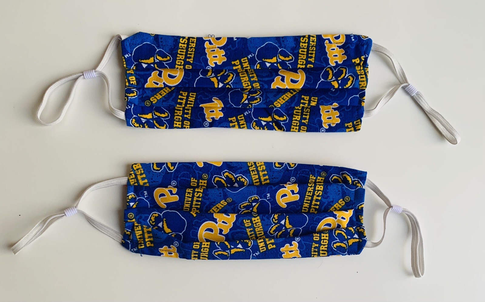 SET Of 2 PITT University of Pittsburgh  Handmade Cotton Face Masks Adjustable