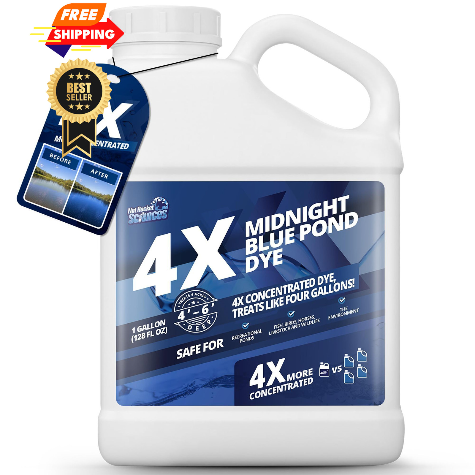 1 Gallon Midnight Blue Pond Dye, 4X Concentrate 1 Gallon,