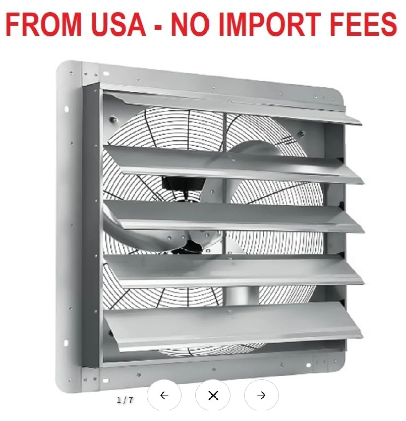 Garvee 20'' Aluminum Shutter Exhaust Fan, Wall Mounted, 3500 CFM, High Speed, Lo