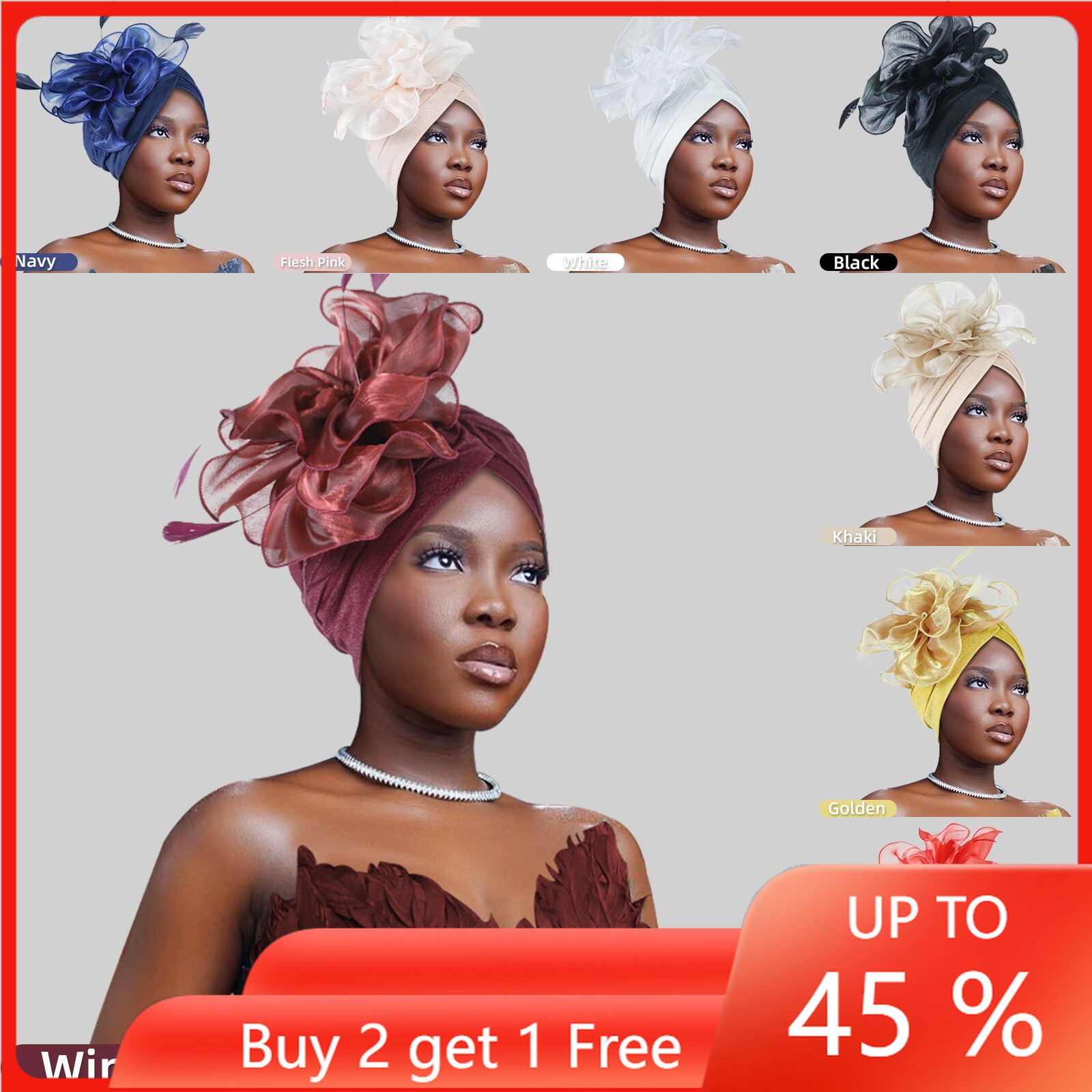 Big Flower Hijab Hats Women Muslim Caps Nigerian Bonnet Cancer Chemo Islamic Cap