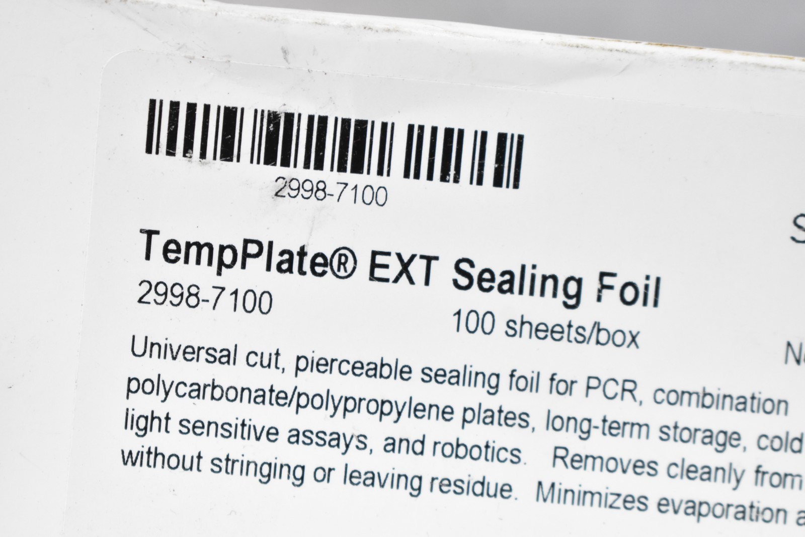 USA Scientific 2998-7100 Template EXT Sealing Foil Inset Cut For PCR Plates 100