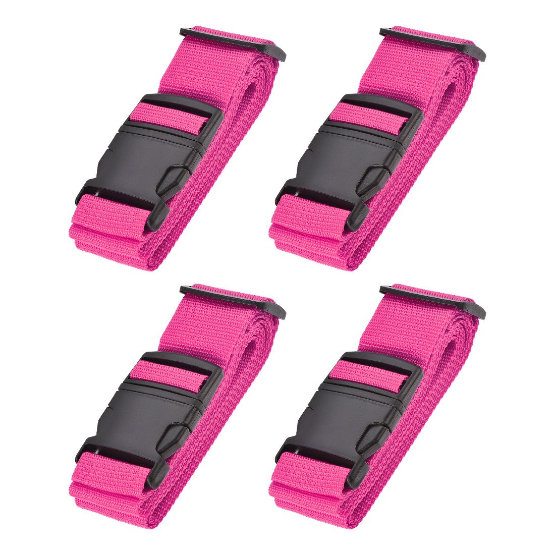 4Pcs Luggage Straps Suitcase Belts with Buckle 2Mx5cm for Travel Rose Red