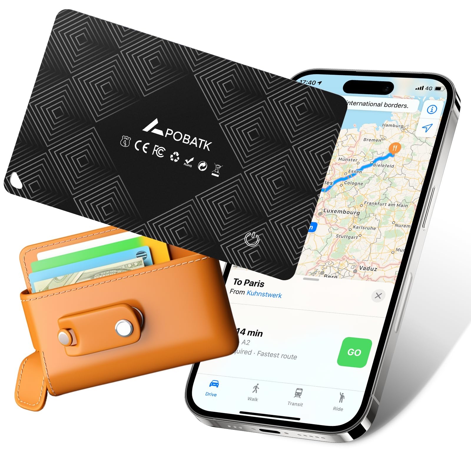 Card Tracker for Wallet, Works with Find My (iOS Only) - Ultra-Slim Wallet Fi...