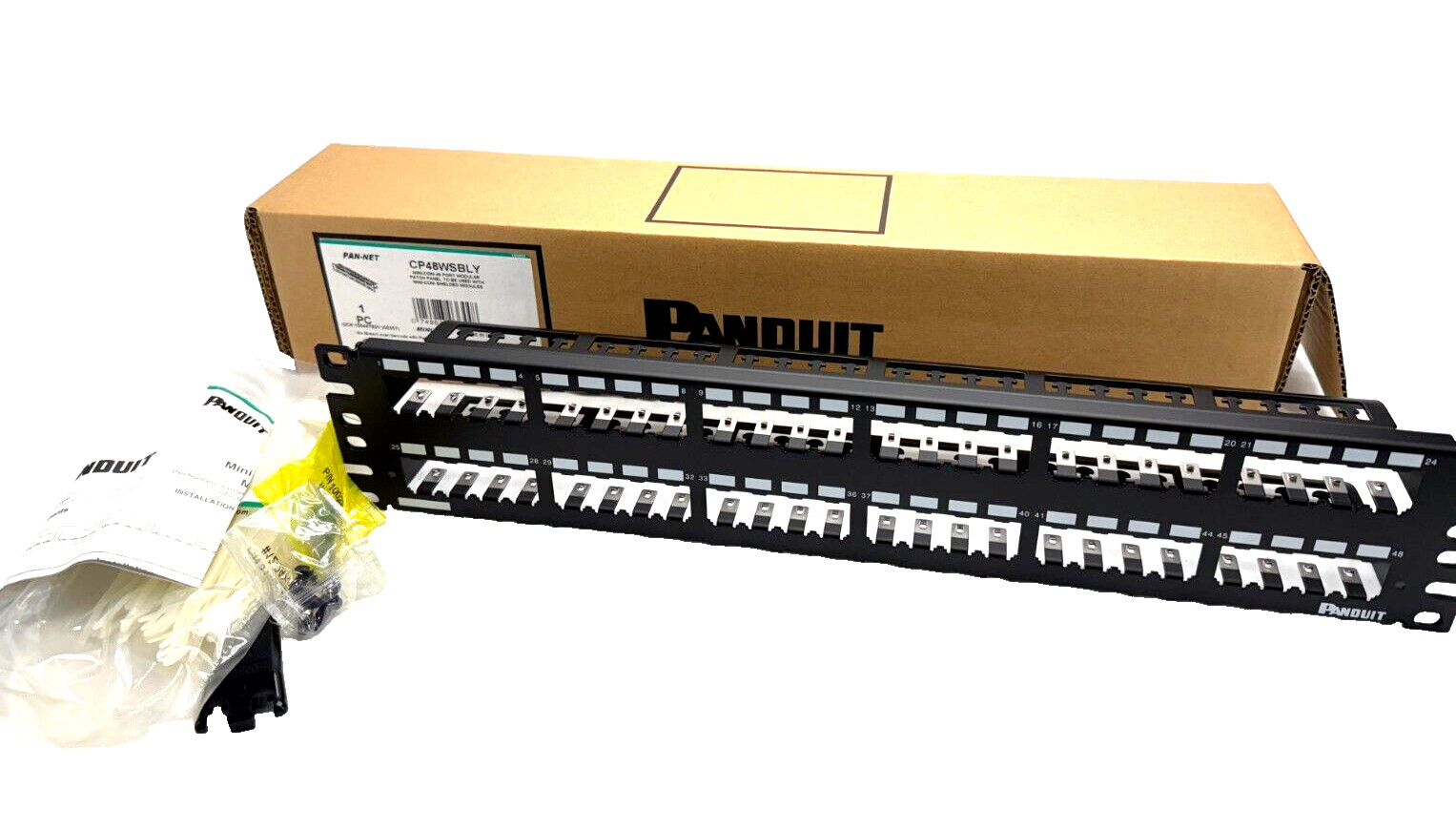 Panduit CP48WSBLY 2U 48-Port Mini-Com Keystone Patch Panel w/ Strain Relief