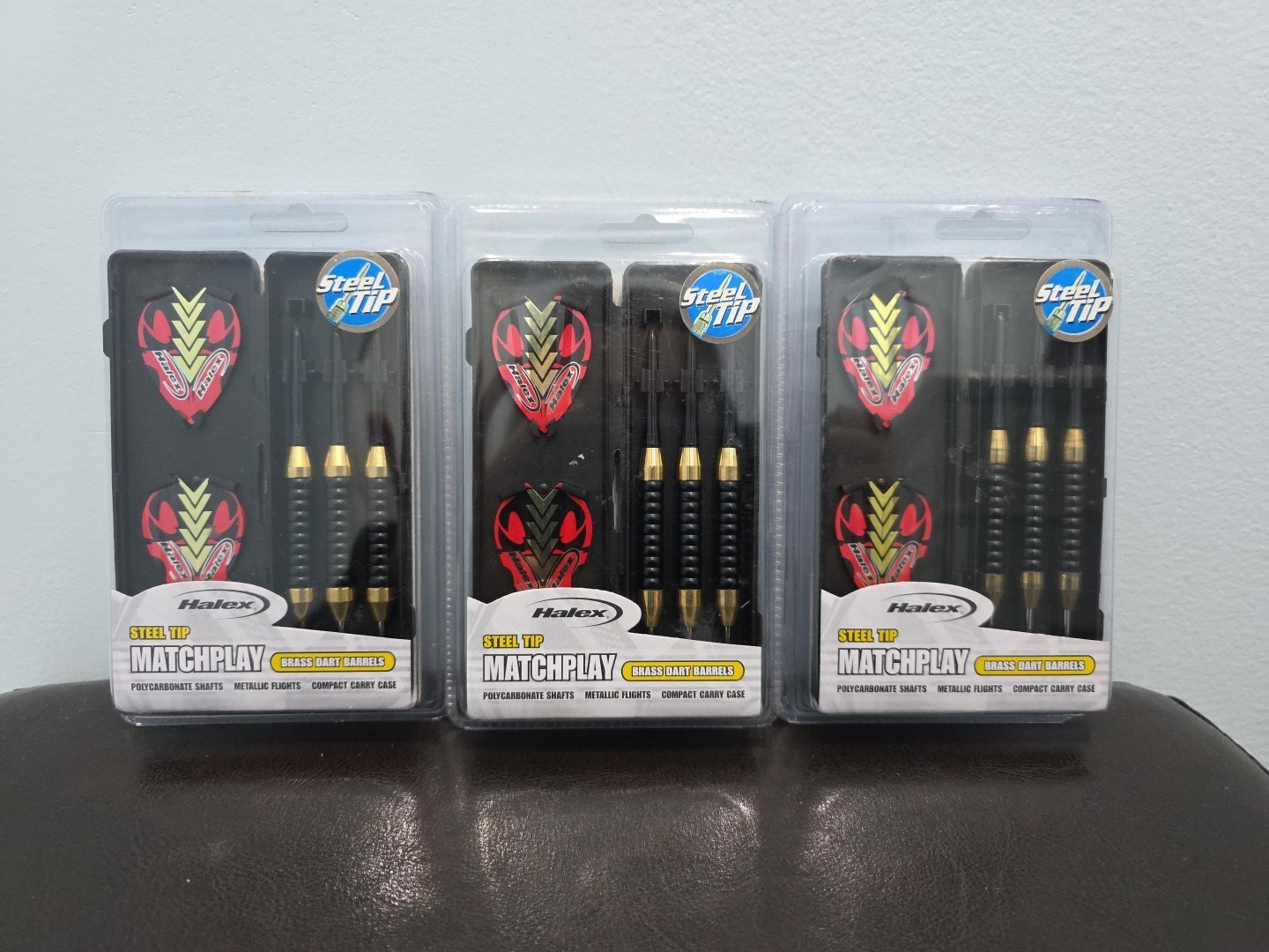 Halex Steel Tip Matchplay Brass Dart BarrelsW Case New Sport SET OF 3