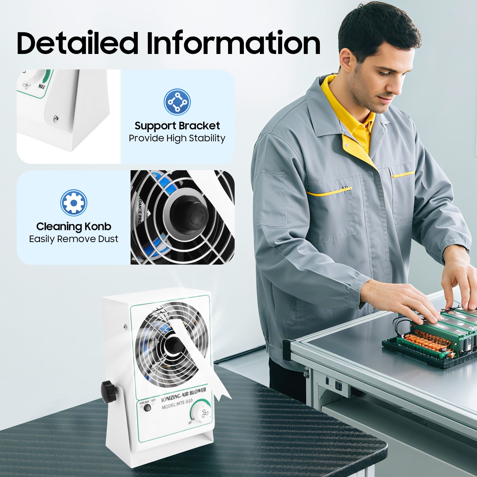 Anti Static Ionizing Fan 110V 25W Metal Copper Blower for Electronics Workshop