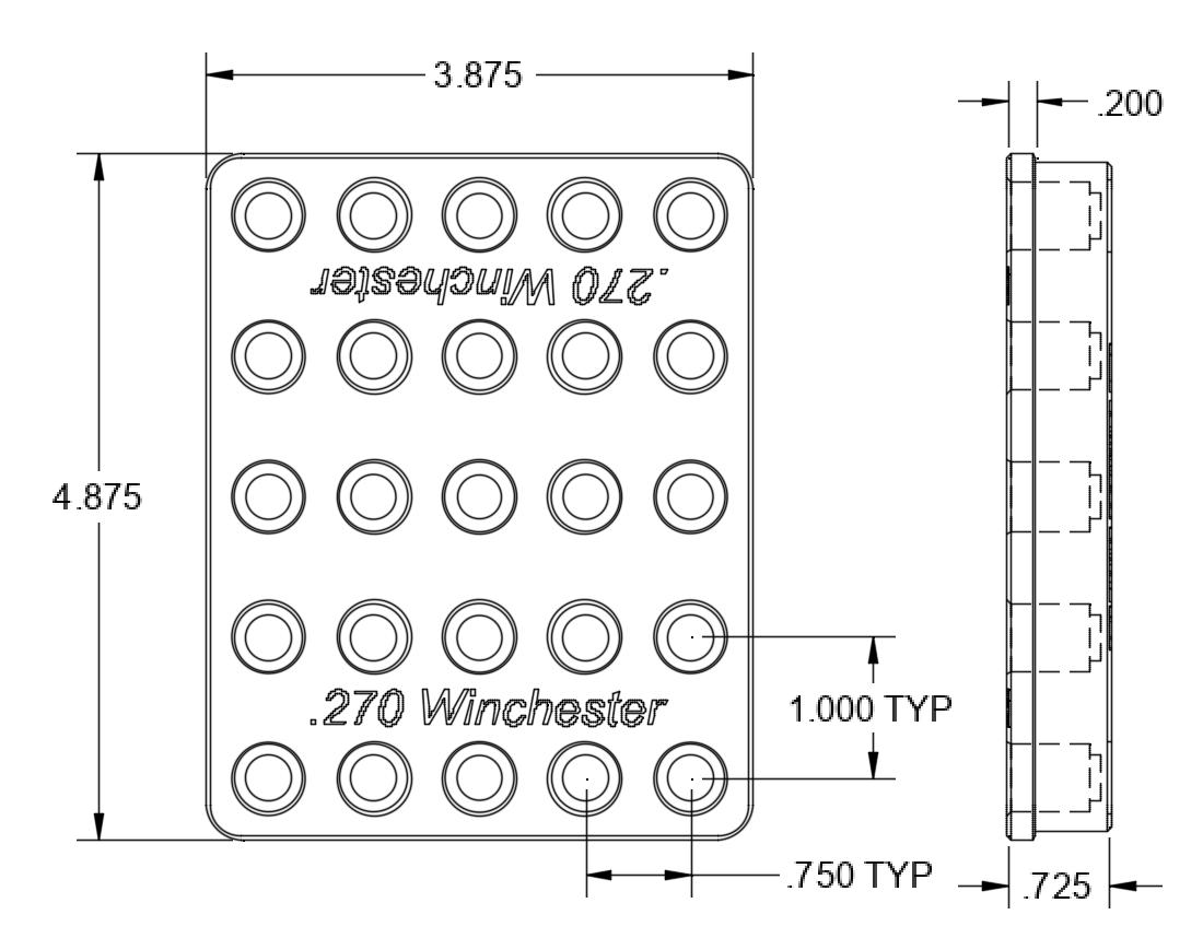 .270 Winchester Reloading Block / Tray Precision CNC Machined