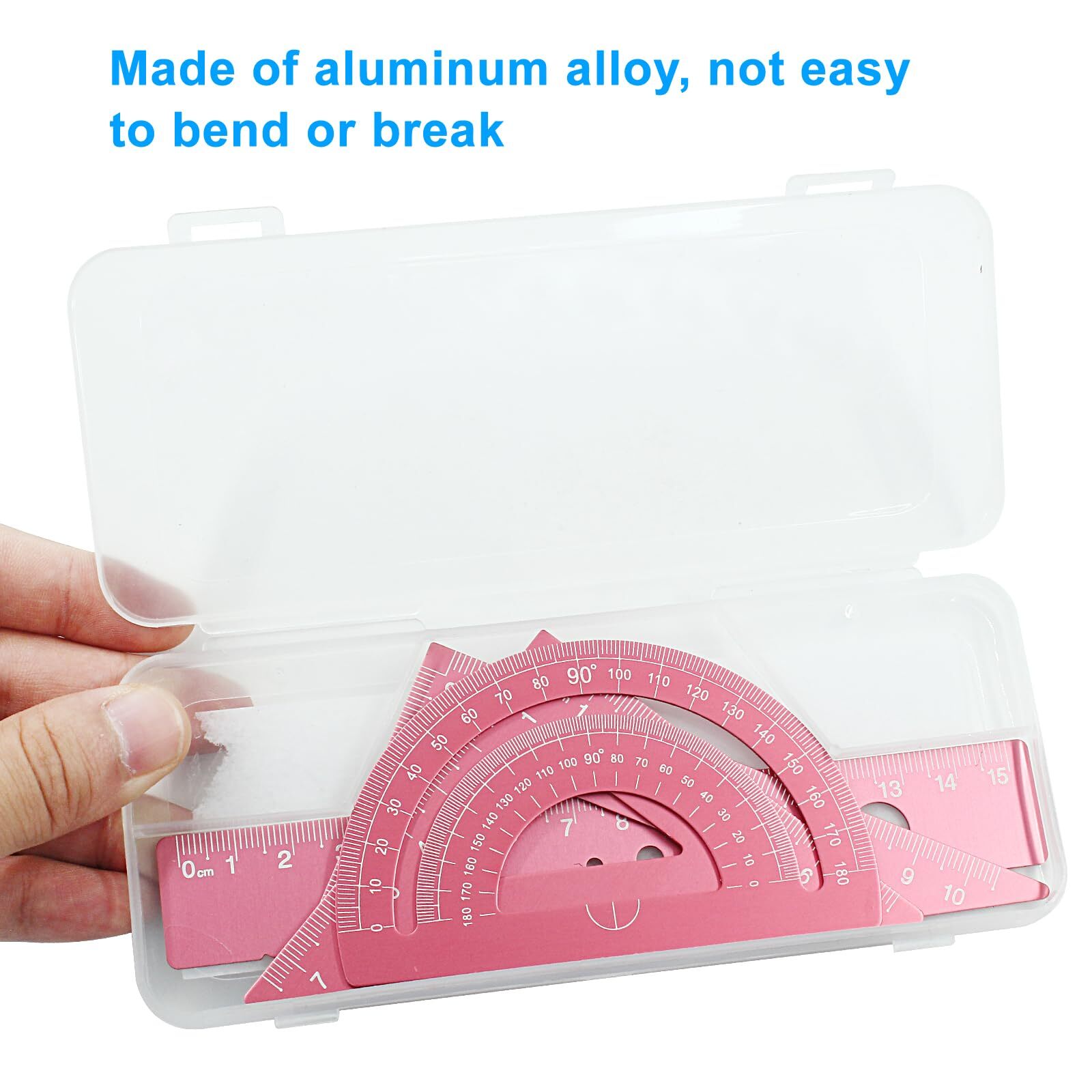 4 Pcs Triangular Scale Ruler Set Aluminum Alloy Triangular Ruler Set Metal Dr...