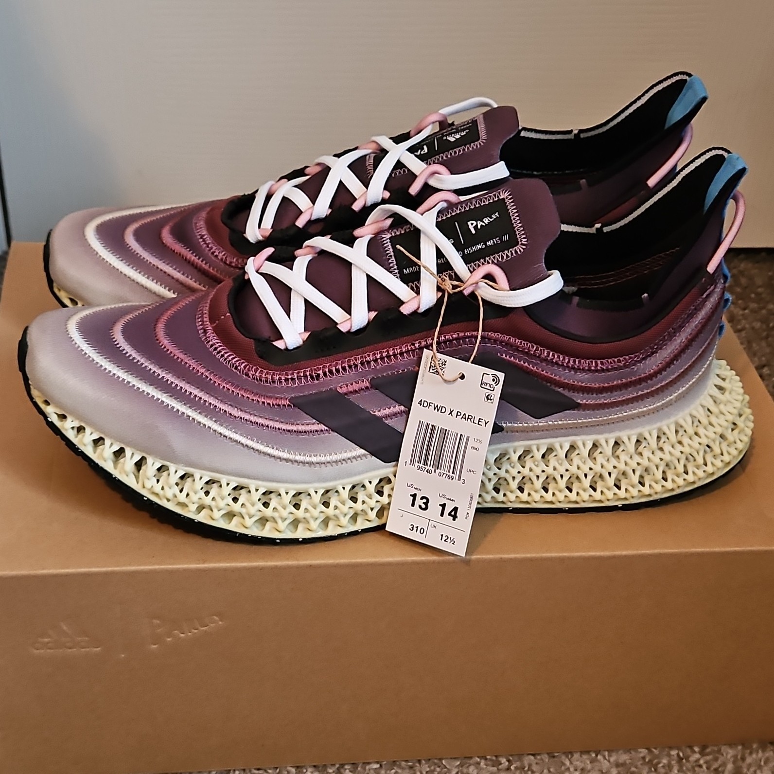 Adidas 4DFWD Men's Running Shoes Purple White Breathable Lace Up US Size 13