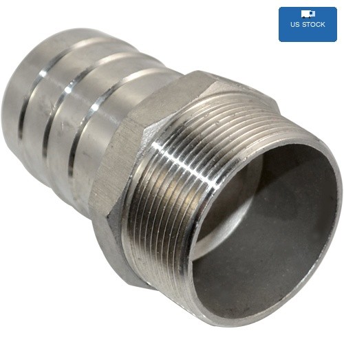 2" MALE NPT Thread to 2" Barb Hose Tail End Pipe Connector SS 304 US SHIPPING