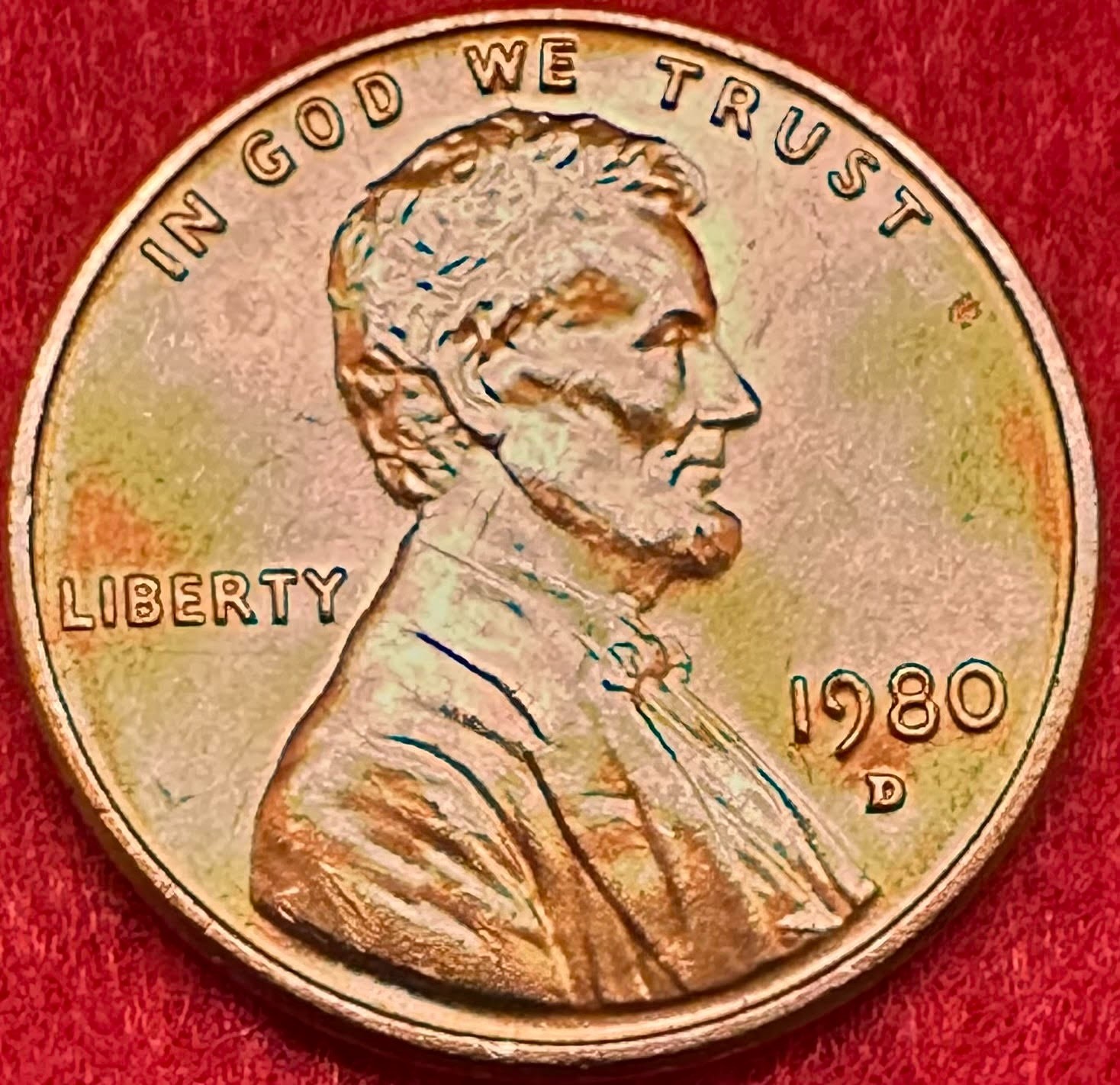 1980 - D DENVER MINT UNCIRCULATED LINCOLN MEMORIAL PENNY