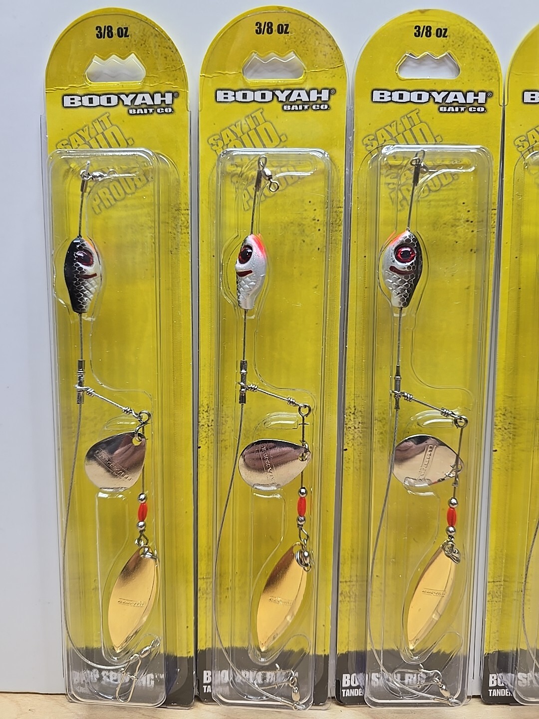 6 Booyah Bait Boo Spin Rig Double Teaser Tandem Bass 3/8 3/8oz Spinner Inline G