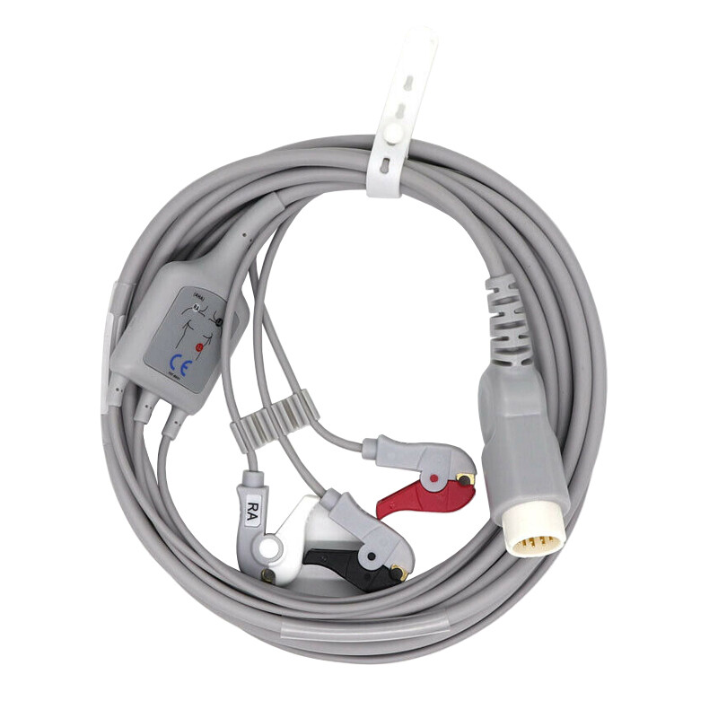 12pin ECG Combined 3 Lead Set Grabber AHA Trunk Cable for Philips /HP Monitor