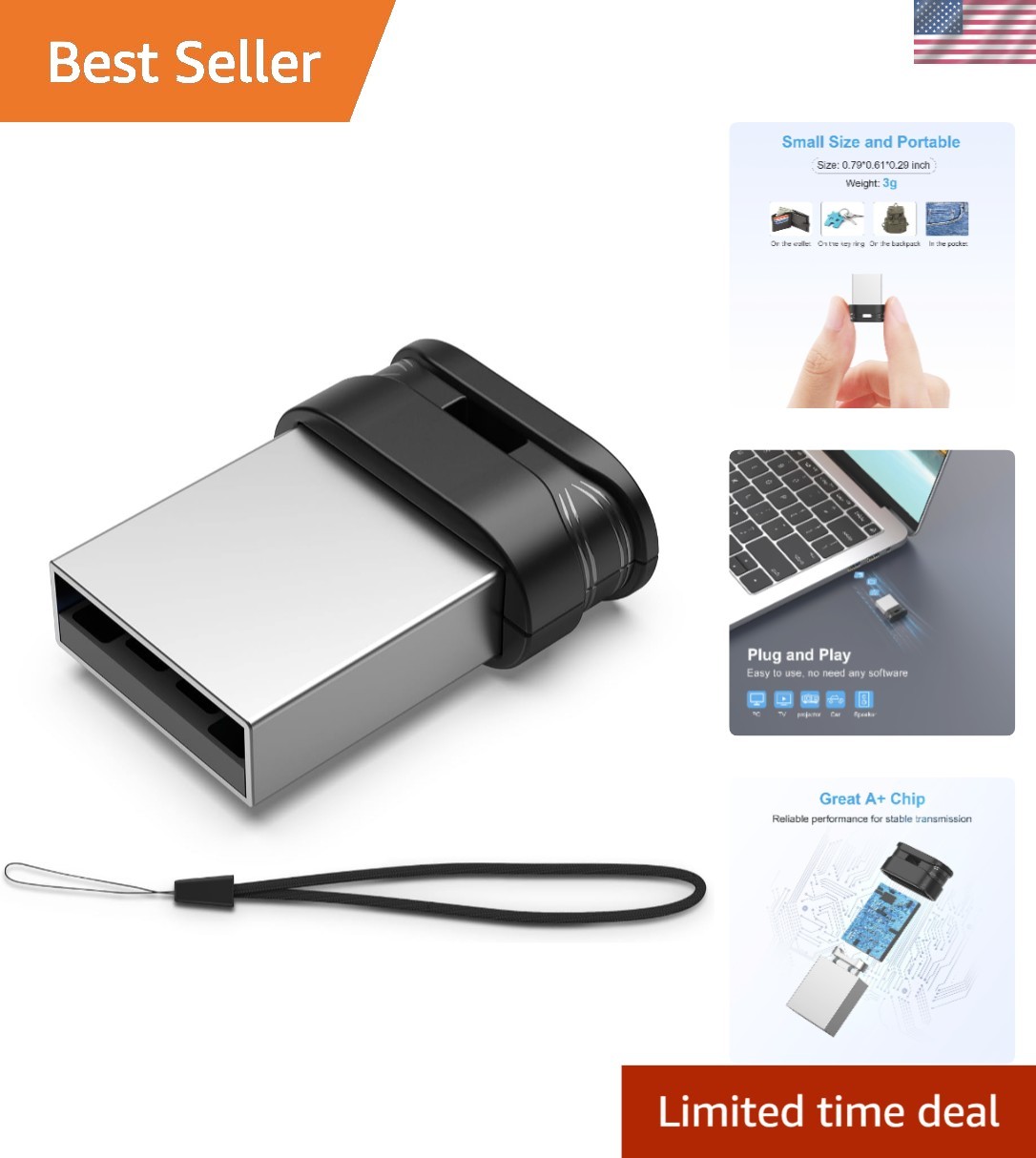 16GB Ultra Slim USB 2.0 Flash Drive - Portable, Shockproof & Water-Resistant