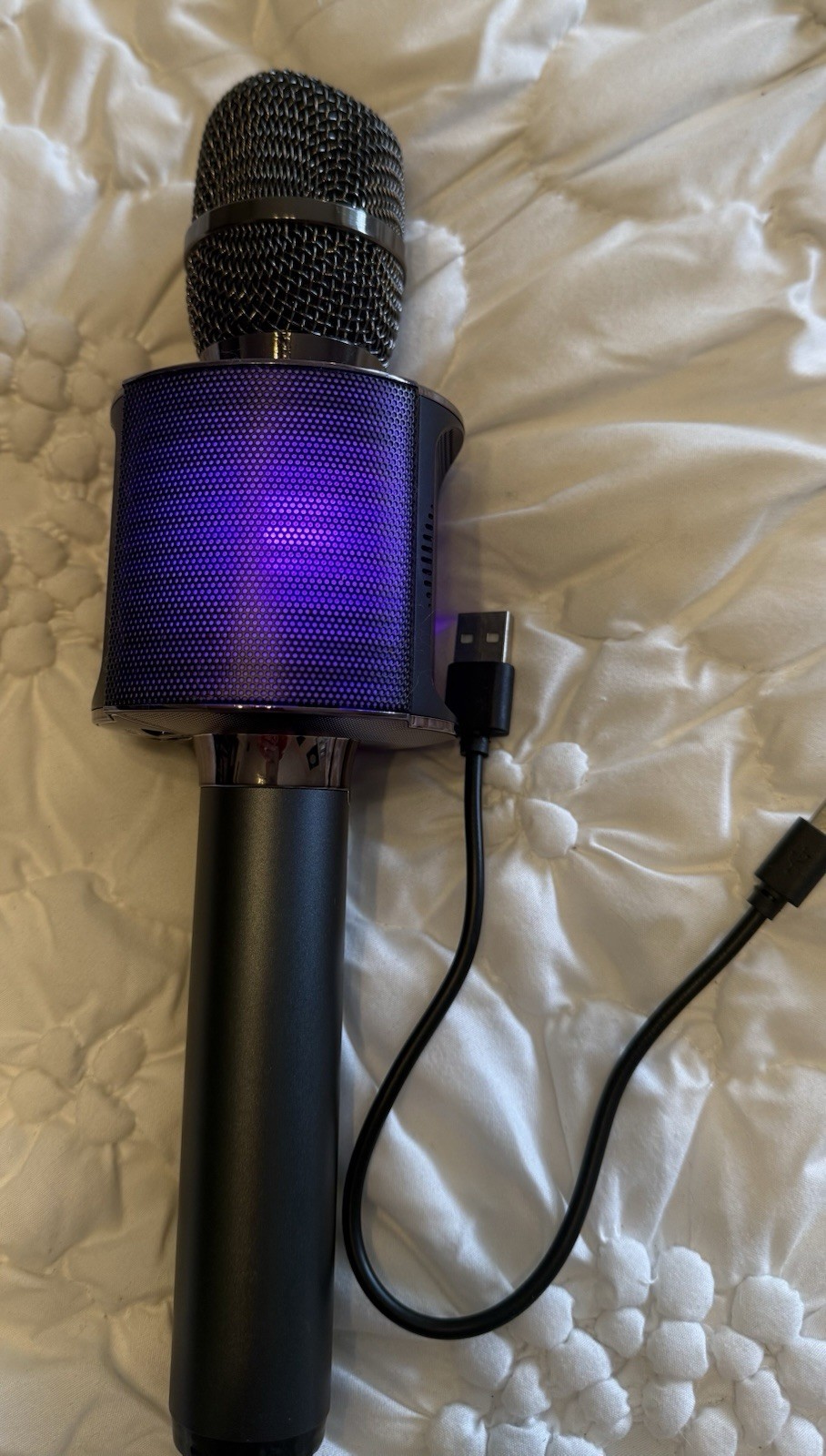 LED Bluetooth Cordless Karaoke Microphone, USB Rechargeable With Charger