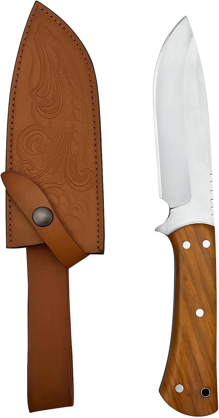 Handmade D2 Steel Full Tang Hunting Knife with Leather Sheath, 12 Inch Razor  AU