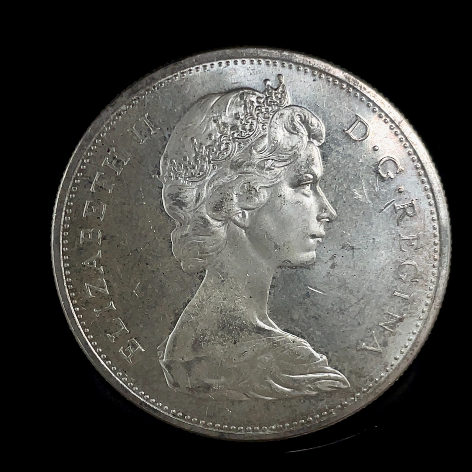 1965 PL Unc. $1 Canada Dollar .800 Silver Type 2 Small Beads Blunt 5.