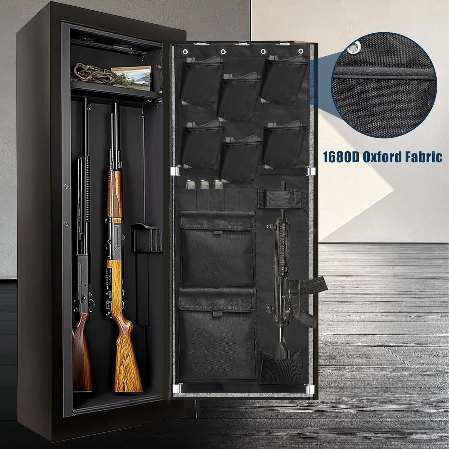 Gun Safe Door Organizer, Gun Safe Accessories Storage with Pistol Holster, Ammo