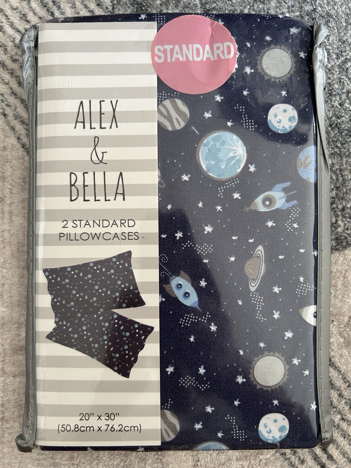NEW Two Standard pillowcases. Space print.