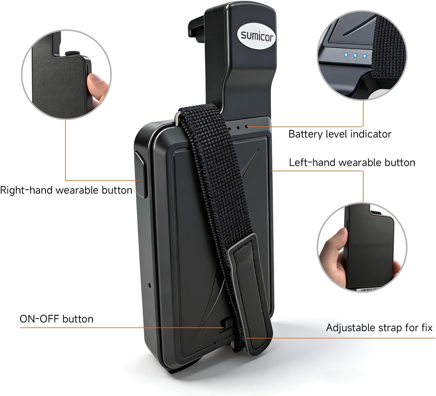 Sumicor Back Clip Bluetooth Barcode Scanner, 3 in 1 Bluetooth 5.2 & 2.4G 193