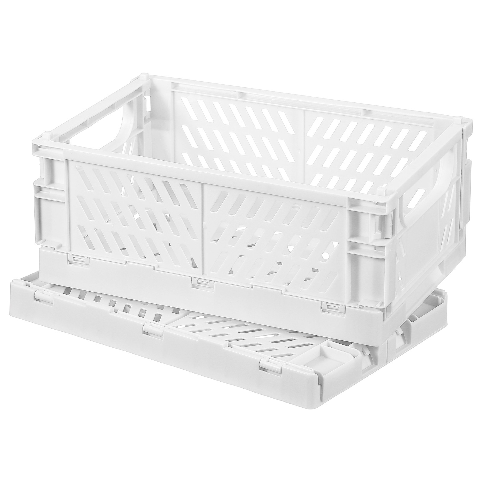 2Pcs Plastic Storage Baskets, Stackable Bins(6 x 3.9 x 2.4", White)