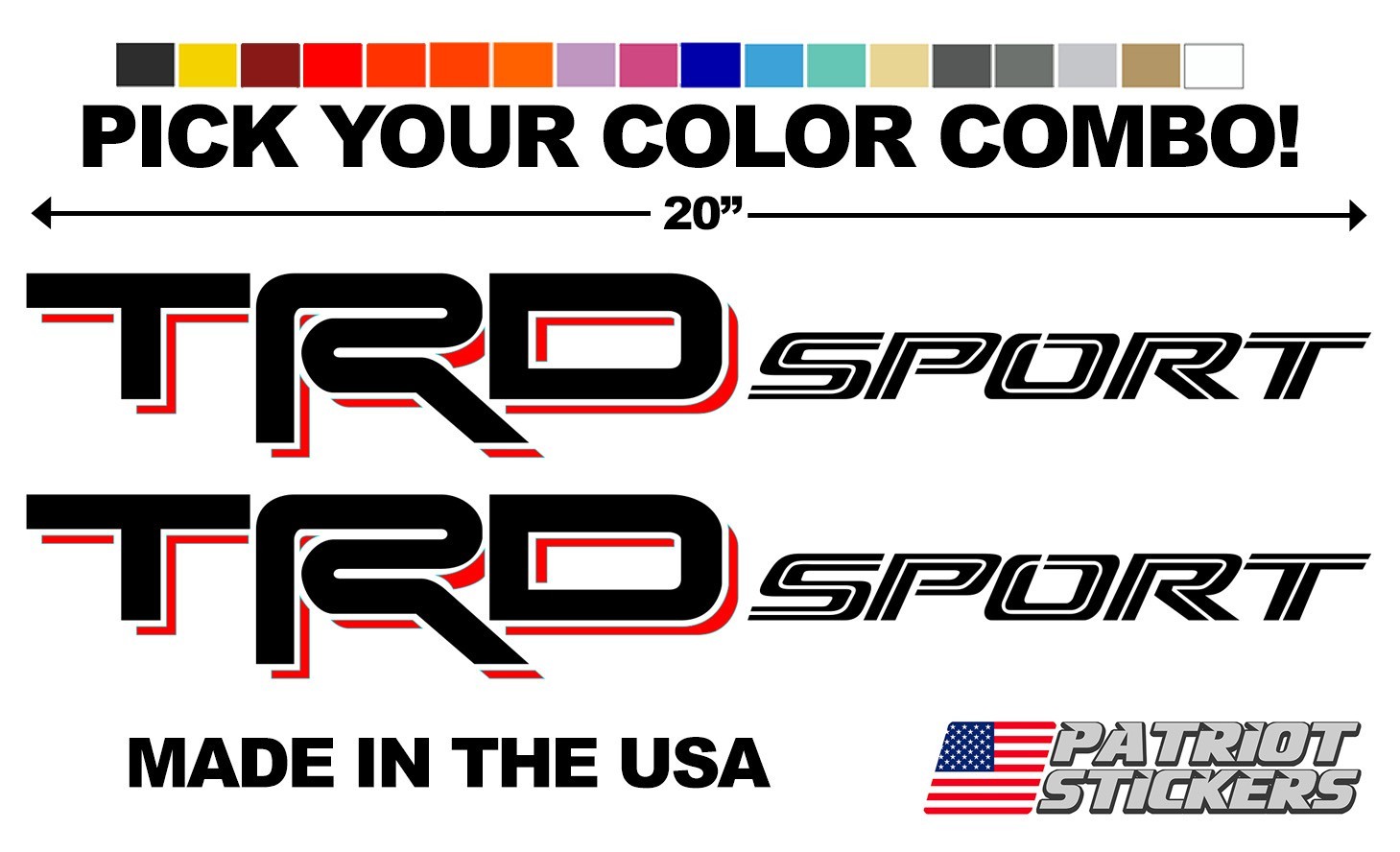 Pair (2) TRD SPORT Stickers Decals, Fits Toyota Tacoma, Tundra, 4Runner, FJ