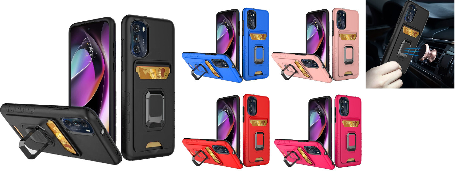 FOR Motorola Moto G 5G 2022 XT2213DL Card Ring Stand Case Phone Cover