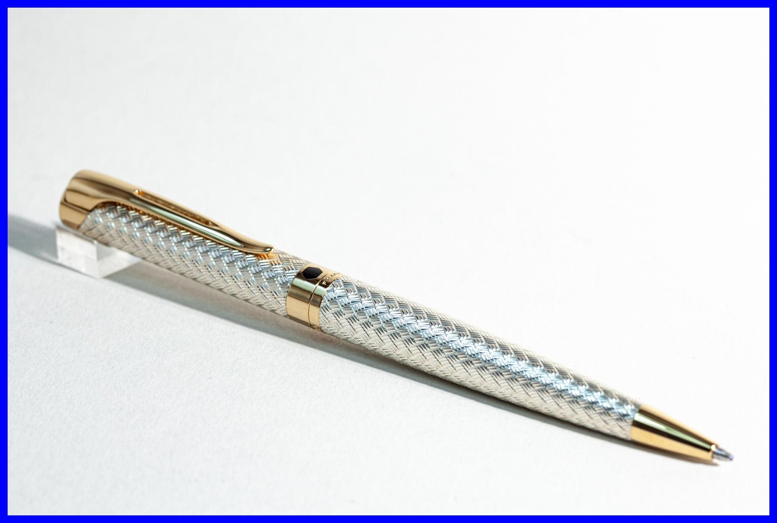 L'Etalon Waterman Ballpoint Pen In Sterling Silver & Gold Basketweave Design