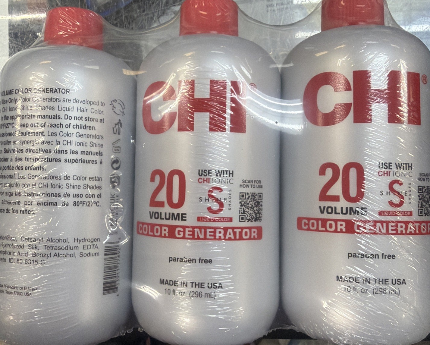 3 pack of CHI 20 Developer Color Generator Volume 10 Fl Oz