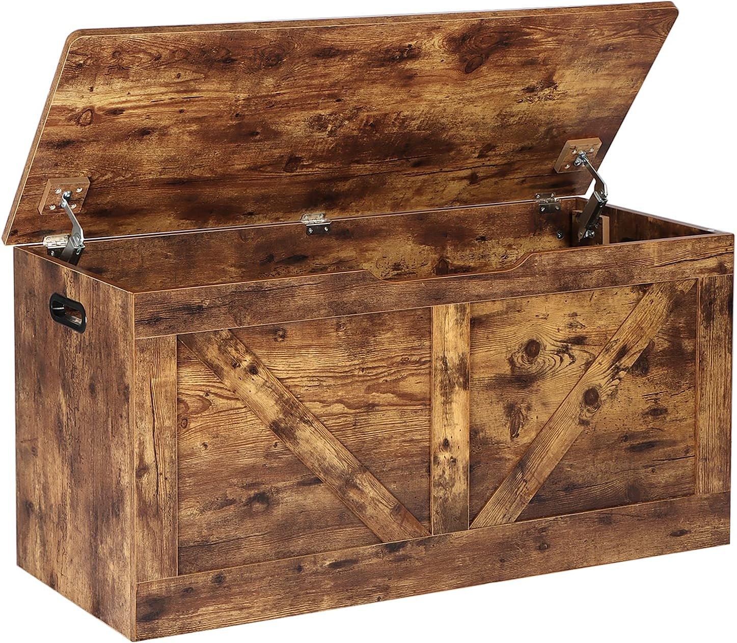 39.4" Storage Chest, Wooden Bench, Large Trunk Rustic Brown