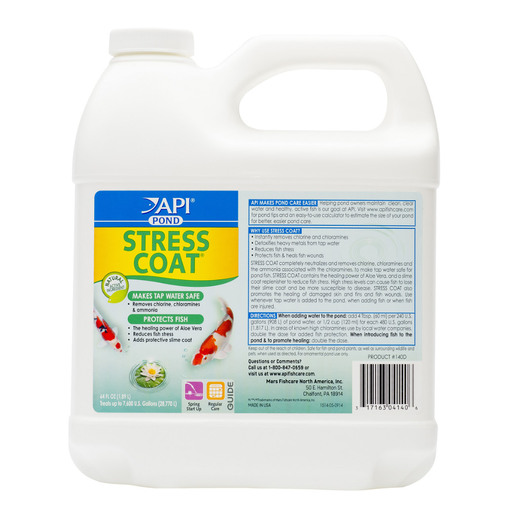Pond Care Stress Coat 64 oz treats 7680 gal Removes Chlorine Conditions Water