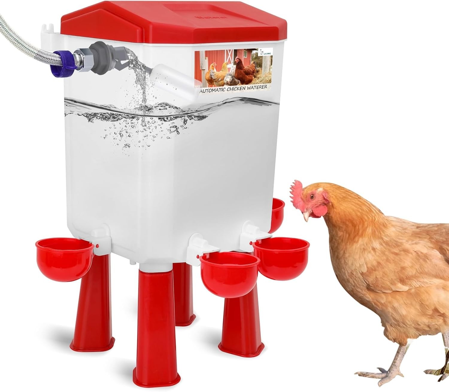 Gravity-Fed Automatic Chicken Watering System - Leak-Proof Design, Eco-Friendly