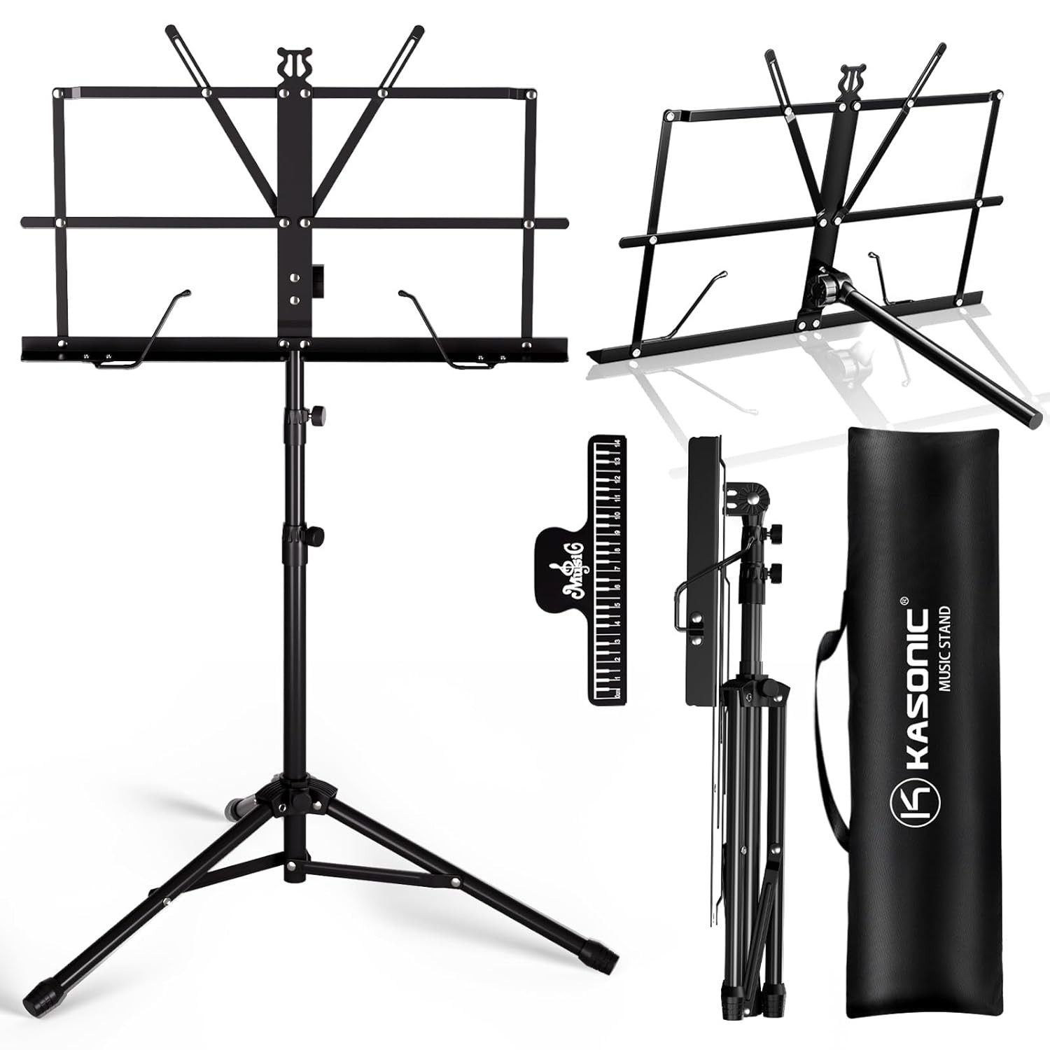 K KASONIC Music Stand, 2 in 1 Dual-Use Folding Sheet Music Stand & Desktop Book